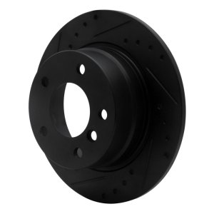 BMW Z4 Brake Rotor (1) - Rear Left - R1 Concepts - Drilled & Slotted - Black - `03-`06